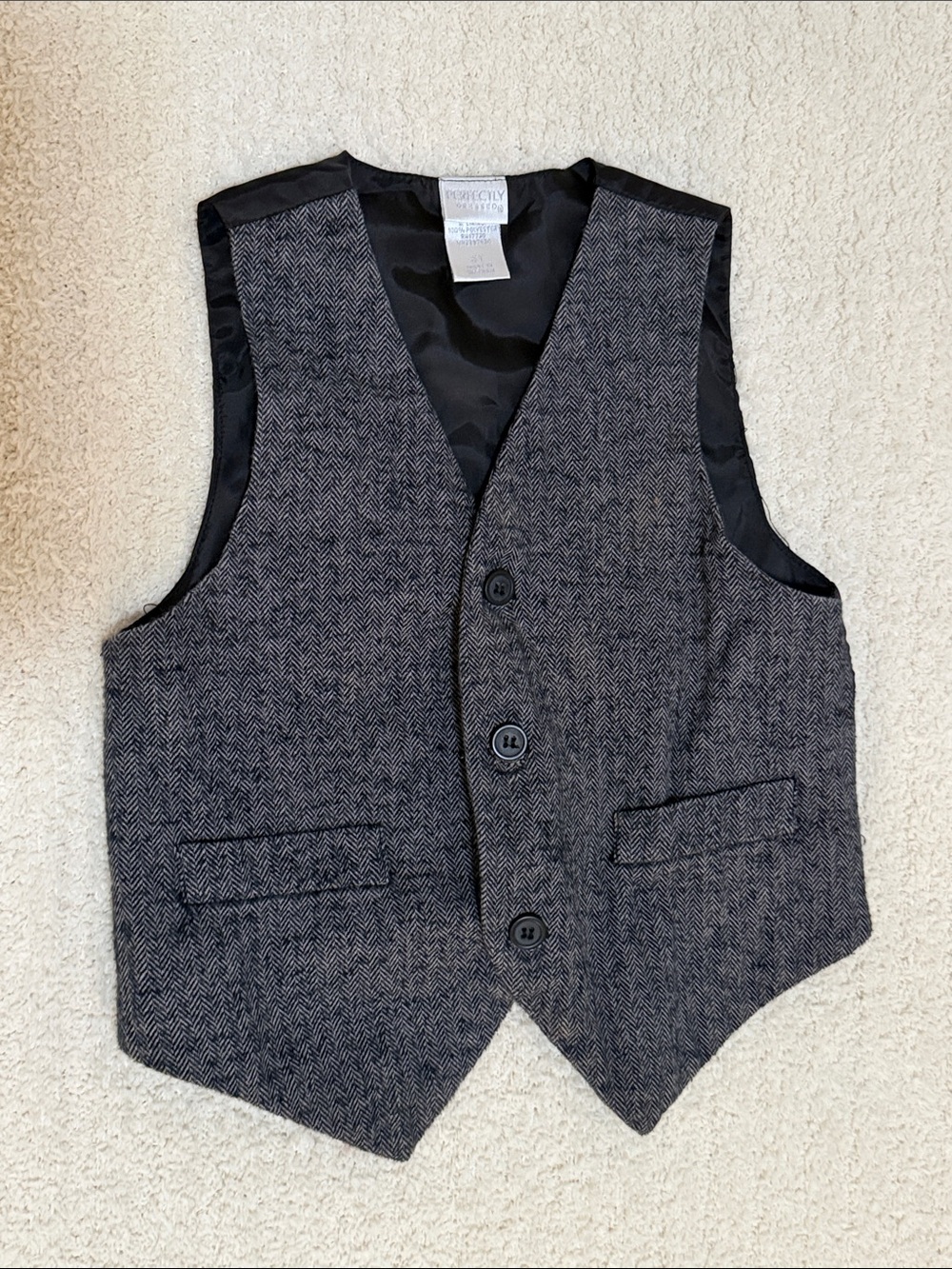 Perfectly Tailored Kids Herringbone Dress Vest - Gray